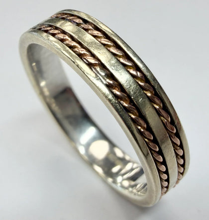 9ct white and rose gold two toned wedding band size U 1/2
