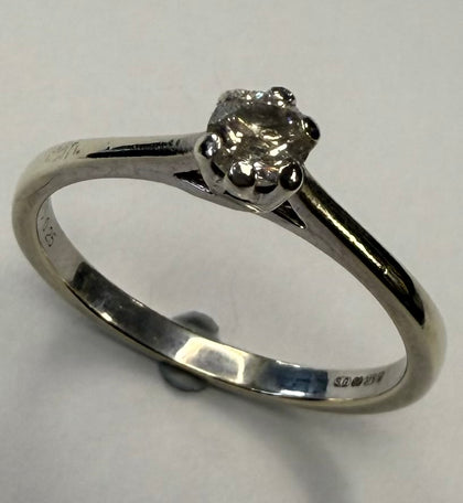 9ct White Gold Diamond Ring Size N .25ct