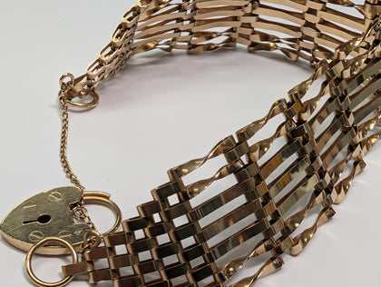 9ct Gold 7 Bar Gate  Bracelet
