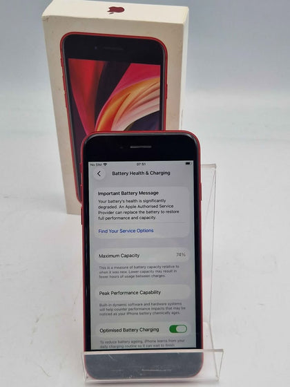 Apple Iphone SE Mobile Phone 2nd Gen 2020 - 64GB - PRODUCT RED - Open Unlocked - Boxed (74% Batt)