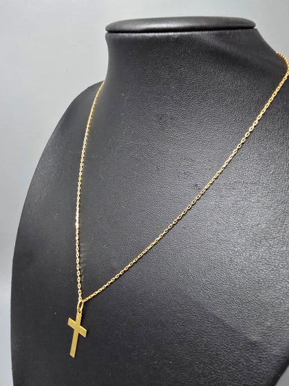 9ct Gold Necklace with Cross 375 2.1G 23cm in Length