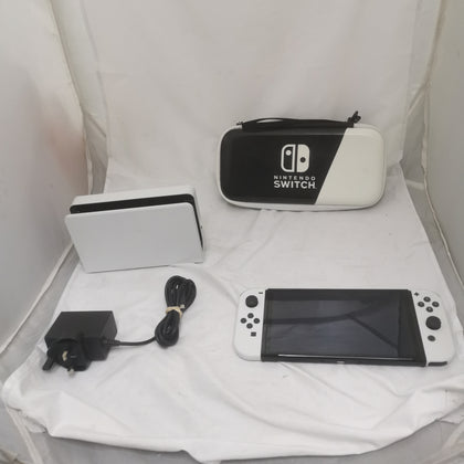 Nintendo Switch Oled Model  Handheld Console 64gb White With white joy-cons, charger and dock
