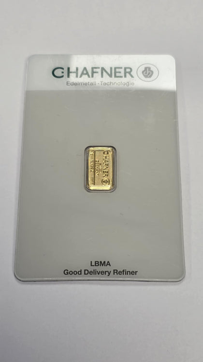 C. Hafner 1g 999.9 Fine Gold Minted Bar
