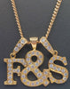 9ct yellow gold chain with F&S pendant with white stones 19.22g Boxed 24"