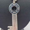 925 Sterling Silver Curb Chain Necklace With Big CZ Key Pedant - 97.93 Grams - 22" Long