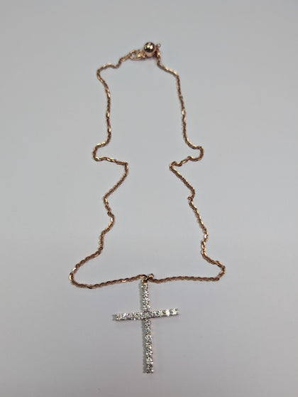 Silver Rose Gold Plated Cross Necklace