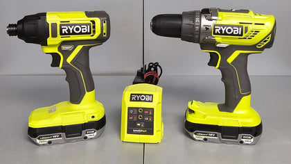 Ryobi 18V ONE Cordless Combi Drill & Ryobi R18PD3-0 + Ryobi RID18 Impact