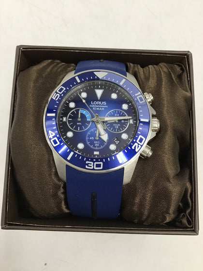 Lorus RT349JX9 Chronograph Stainless Steel Watch Blue Silicone Strap