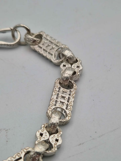 925 Sterling Silver Tulip Stars And Bars Bracelet With Albert Clasp - 9