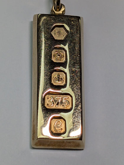 9CT GOLD SOLID BAR PENDANT PRESTON STORE