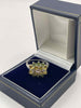 9ct White Gold Ring with Green & Yellow stones