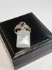 9ct Yellow Gold Ring with Purple Teardrop Stone - Size N - 1.78g total - Hallmarked