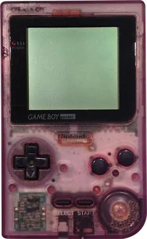 GAMEBOY POCKET CONSOLE CLEAR PURPLE WITH 2 GAMES LEYLAND