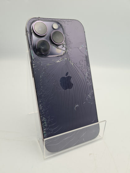 Apple iPhone 14 Pro 128GB purple smartphone unlocked unboxed (76% batt) (smashed back plate)