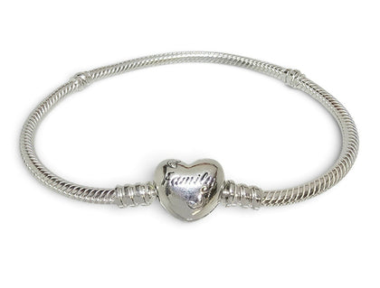 Pandora Moments Family Tree Heart Clasp Snake Chain Bracelet
