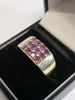 9ct Yellow Gold Ring with Purple Stones - Size Z - 7.26g