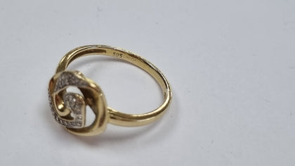 14CT GOLD DIAMOND ROSE RING SIZE M1/2