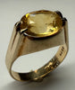 9CT GOLD RING WITH YELLOW STONE SIZE L