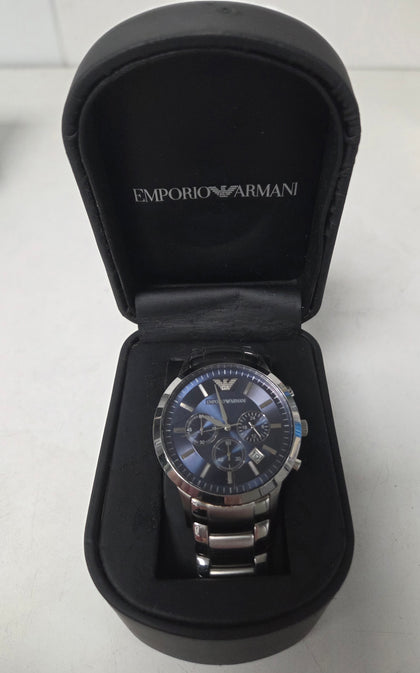 Emporio Armani AR2448 Silver Blue Navy Wristwatch for Men