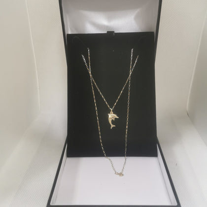 9K Gold Dolphin Necklace 1.02Grams, 375 Hallmarked & Tested - Size: Approx. 19