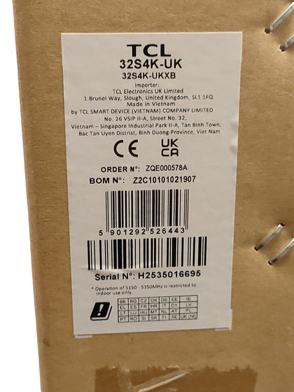 TCL 32S4K-UK QLED Smart TV **Boxed** **COLLECTION ONLY**