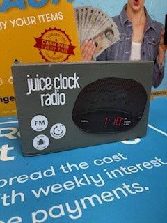 Juice Clock Radio Snooze Mode FM Radio Black Brand Ne