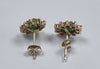 9ct gold earrings, green and cz stones