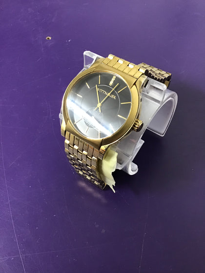 Wittnauer Mens Diamond Accent Stainless Steel Case and Bracelet Black Dial Gold Watch