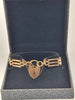 9ct Yellow Gold Gate Bracelet With Heart Clasp - 8" Long - 12.68 Grams