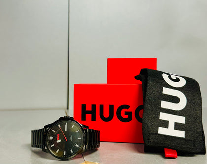 HUGO #FIRST Men's Black IP Bracelet Watch