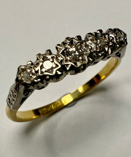 18ct Gold and Platinum Diamond Ring Size S