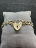 9ct Belcher Heart Lock Bracelet 9 Inch