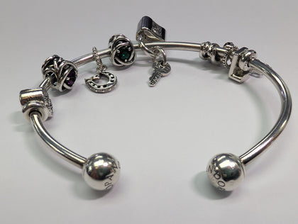 Silver Pandora Bangle With 7 x Charms