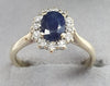 9ct White Gold Diamond + Sapphire Ring