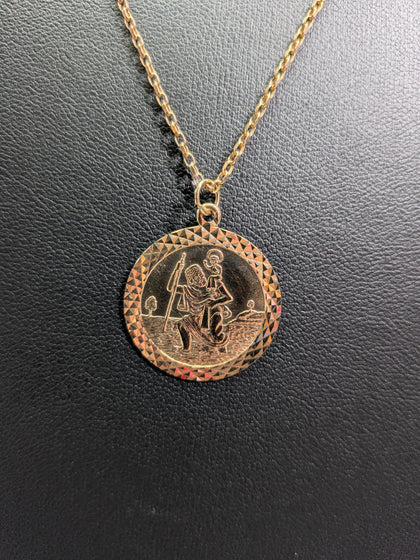 9ct Gold St Christopher Pendant With Necklace