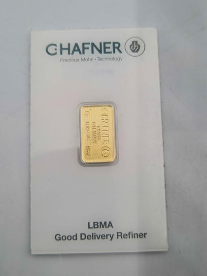 C.Hafner 1g Fine Gold Bar 24ct (.9999) - Sealed Assay Card