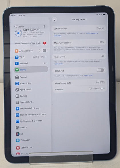 Apple iPad A16 128GB WiFi **143 CYCLE COUNT**