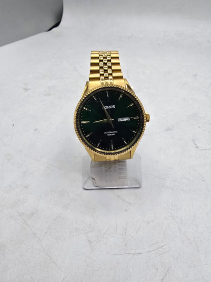 lorus gold tone/green automatic watch