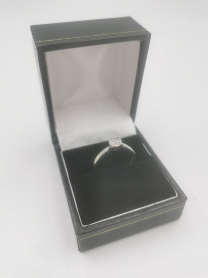 9CT White Gold Stone Ring, 375 Hallmarked, 2.0Grams, Size N - Box Included