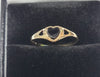 9ct Yellow Gold Ring With Black Heart Stone - 0.90G - size O - Hallmarked