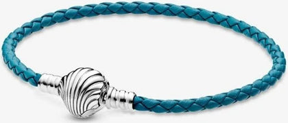 Pandora Moments Seashell Clasp Braided Leather Bracelet