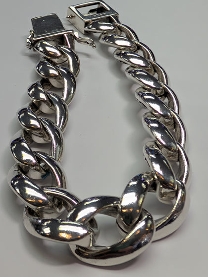Silver Patterned Smooth Link Bracelet