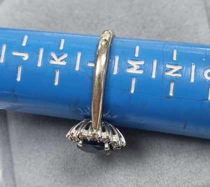 9ct White Gold Daimond /Sapphire Ring Size L1/2