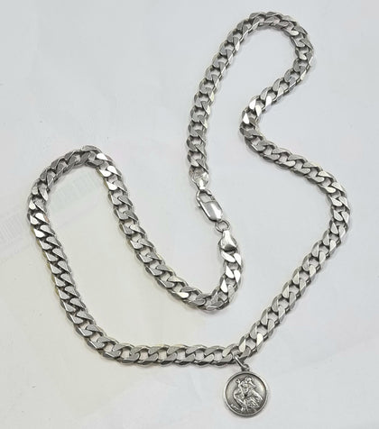 Silver Curb Chain With St Christopher 23