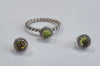Pandora Peridot Silver ring and earrings set Size M1/2