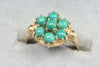 9ct Gold Ring Turquoise Stones Size M