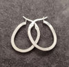 9ct White Gold Oval Hoop Earrings