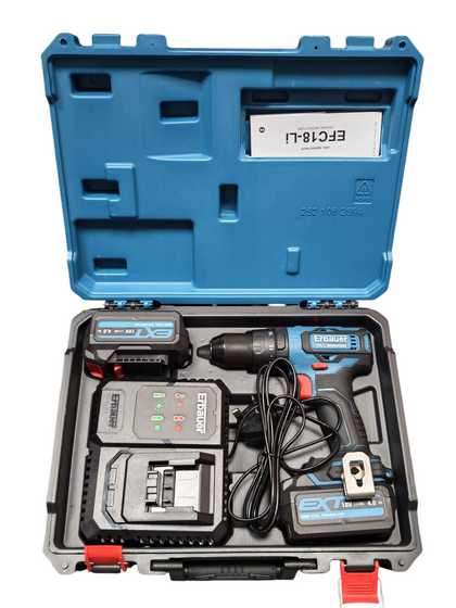 Erbauer ECCD18-Li 18V 2 x 2.0Ah Li-Ion EXT Brushless Cordless Compact Combi Drill