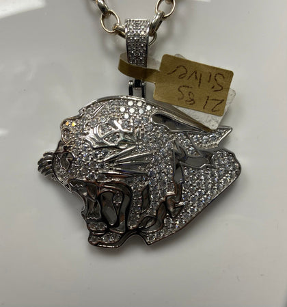 Silver Chain 18'', 13.9g and Tiger Pendant 21.18g