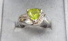 9ct White Gold Peridot & Diamond Ring size N